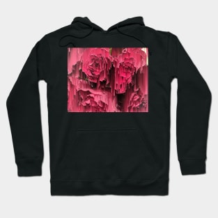 Glitched Deep Pink Roses Hoodie